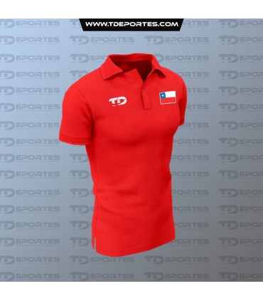 Polera pique roja Chile - logo bandera chilena