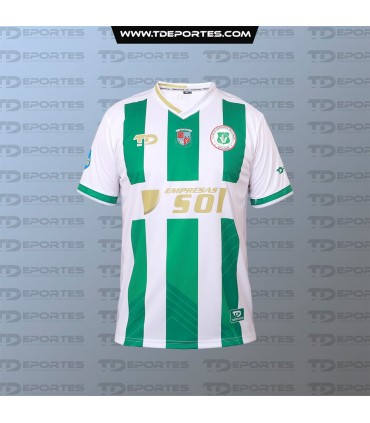 Camiseta Vallenar titular 2021-  blanca con franjas verdes